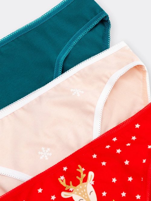 Трусы для девочек слипы мультипак (3 шт.) красные со звездочками, фото 3 из 6