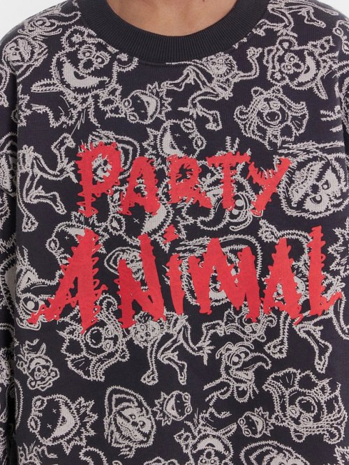 Свитшот для мальчиков серый с принтом и надписью "Party animal", фото 5 из 5