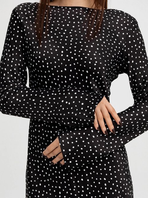 Платье женское мини черное в белый горошек, фото 8 из 8