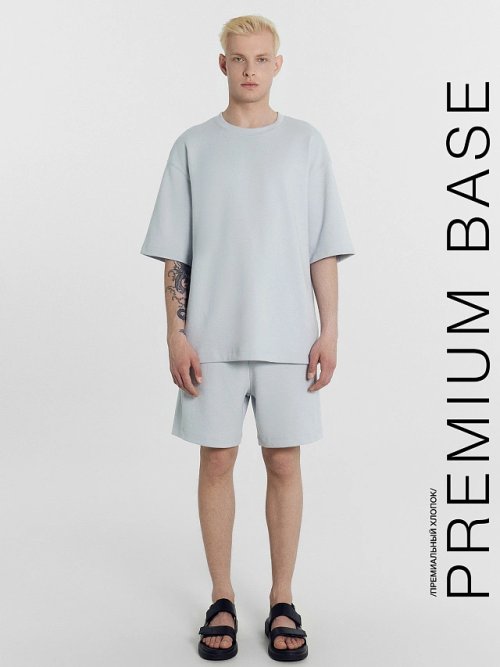 Комплект мужской (футболка, шорты) в сером цвете, фото 1 из 7