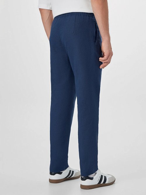 Брюки мужские темно-синие из хлопка и льна, фото 2 из 5