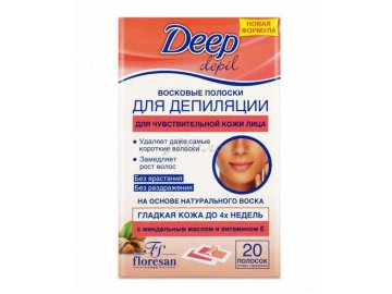 Восковые полоски для депиляции DEEP DEPIL для чувствительной кожи лица, 20 шт