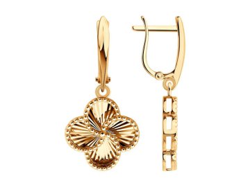Серьги длинные Diamant, красное золото 585 проба