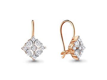 Серьги детские 7 Карат, красное золото 585 проба, вставка фианит