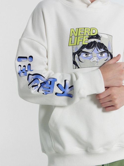 Худи для мальчиков белое с надписью "Nerd life", фото 8 из 8