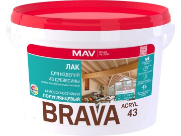 Лак BRAVA ACRYL 43 для изделий из древесины (ВД-АК-1043) полуглянцевый 3л (2,7кг)