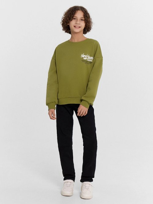 Свитшот для мальчиков оливковый с принтом "next level loading", фото 2 из 5