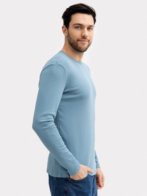 Лонгслив мужской в серо-голубом цвете, фото 4 из 5
