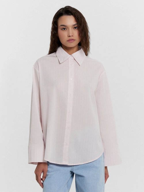 Рубашка женская розовая в полоску, фото 2 из 5