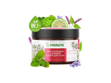 Скраб для тела SYNERGETIC Пачули и бергамот, солевой, антицеллюлитный, 300 мл