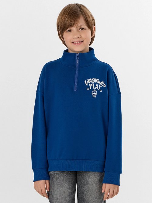 Толстовка для мальчиков синяя с принтом, фото 1 из 7