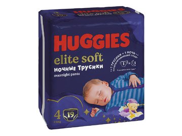 Детские одноразовые трусики-подгузники HUGGIES Elite Soft Overnites 4 (9-14кг) 19 шт