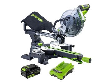 Торцовочная пила Greenworks GD24MS216 24V бесщеточная с протяжкой (1хАКБ 5Ач и ЗУ) 1501707UG