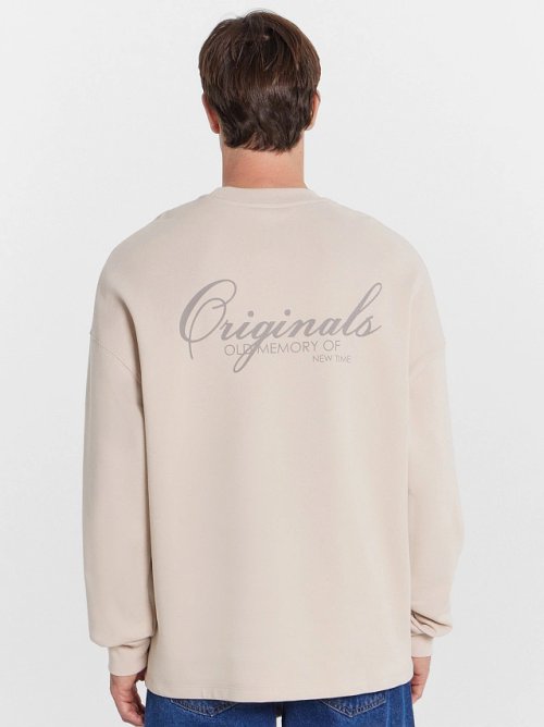 Свитшот мужской бежевый с печатью, фото 5 из 7
