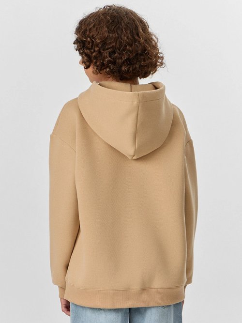 Толстовка для мальчиков бежевая на молнии, фото 4 из 8