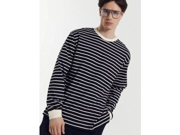Лонгслив мужской молочный в черную полоску Марк Формель