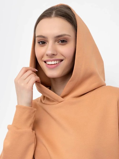 Укороченное худи женское в коричнево-желтом цвете, фото 3 из 3