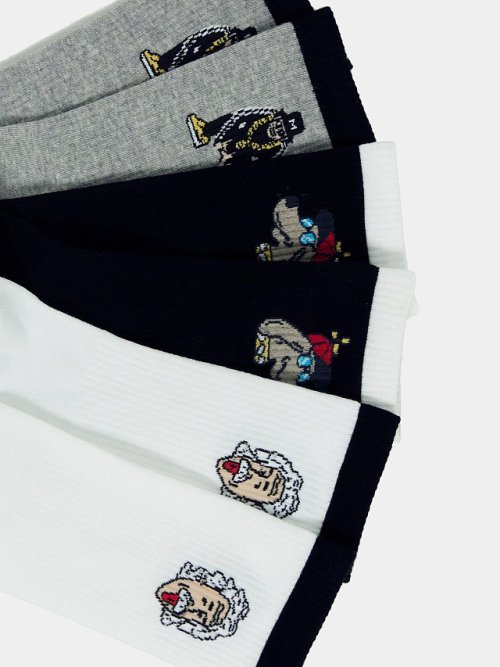 Носки мужские набор (3 пары) черные с разными рисунками на поголенке, фото 4 из 4