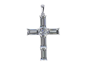 Подвеска крест декоративный, серебро 925 проба, вставка фианит