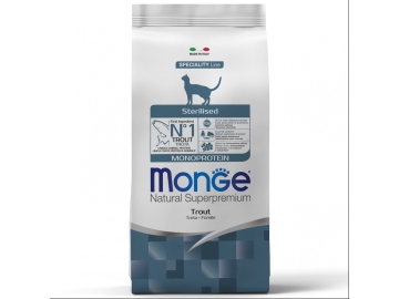 Корм сухой Monge, для стерилизованных кошек, с форелью, Cat Speciality Line Monoprotein Sterilised, 1,5 кг