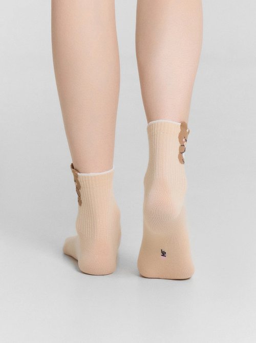 Носки женские бежевые с мишкой, фото 4 из 6