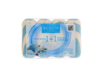 Акции Милы Каменец Только в сети «Мила» - Крем-мыло BLOOM COSMETICS 1+1 Морские минералы, 4х90 г