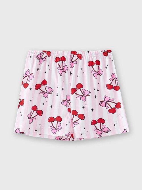 Комплект домашний для девочек с принтом вишенок на полоске, фото 9 из 20