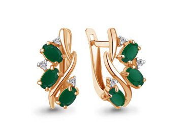 Серьги с английским замком Aquamarine, красное золото 585 проба, вставка агат