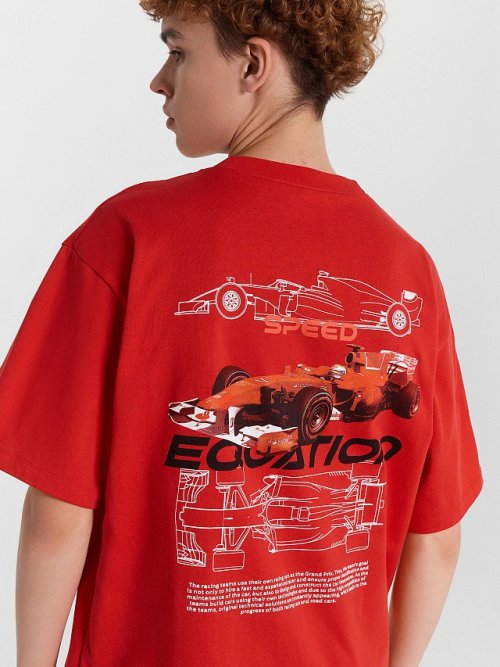 Футболка мужская красная с принтом "speed equation", фото 5 из 14