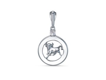 Подвеска телец DELTA, серебро 925 проба, вставка фианит