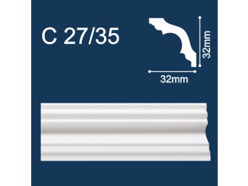 Плинтус потолочный экструд Solid C27/35 белый 2м/32×32мм