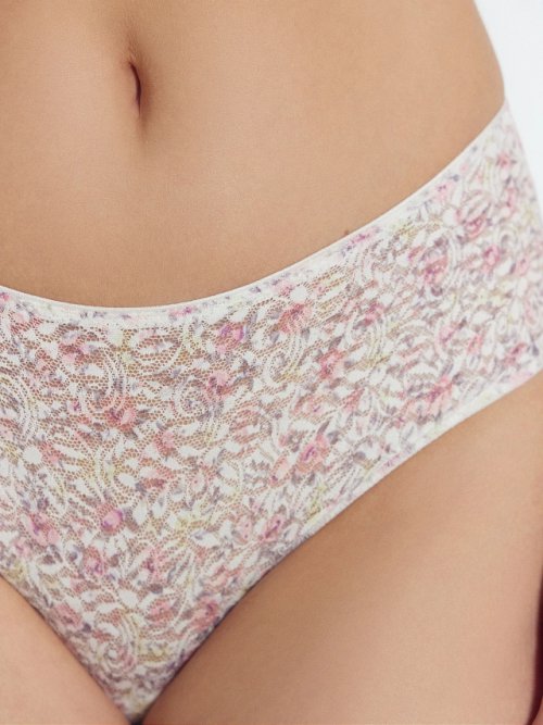 Трусы женские шорты молочно-бежевые в цветочек, фото 7 из 24