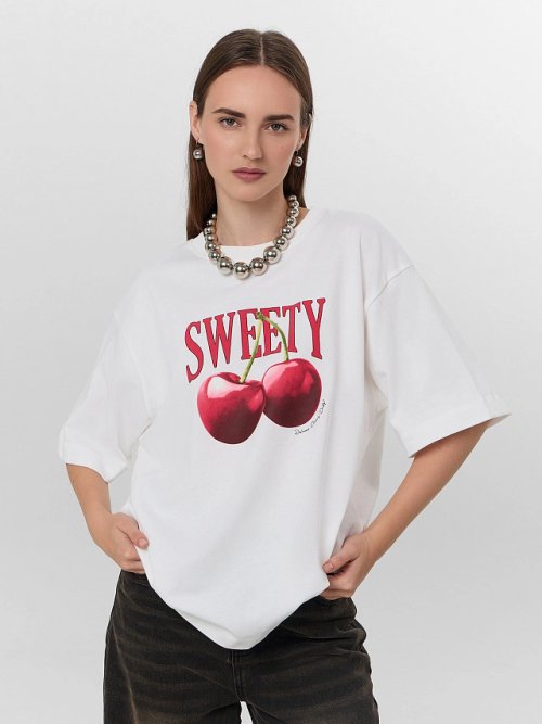 Футболка женская белая с надписью "Sweety", фото 5 из 30