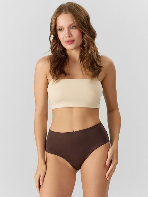 Трусы женские с высокой посадкой коричневые, фото 1 из 8