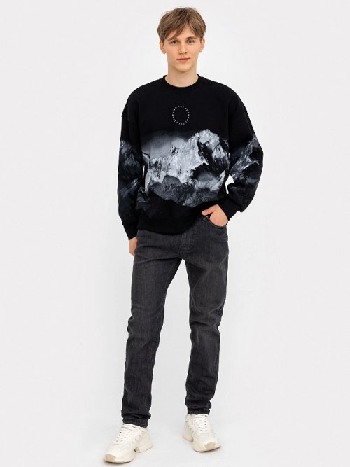 Свитшот мужской черный с печатью, фото 2 из 5