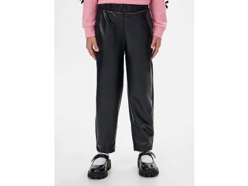 Брюки для девочек из экокожи в черном цвете