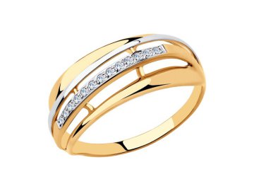 Кольцо декоративное SOKOLOV, красное золото 375 проба, вставка фианит