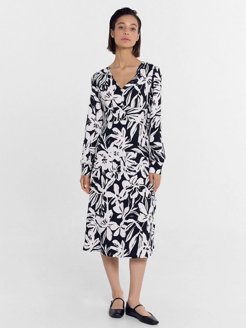 Платье женское черное с белыми цветами, фото 2 из 5