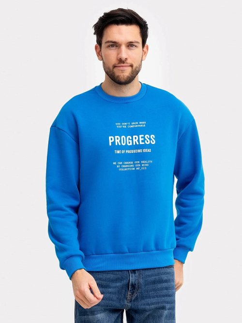 Джемпер мужской ультрасиний с печатью, фото 1 из 5