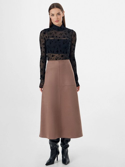 Юбка женская бежевая "под замшу", фото 3 из 5