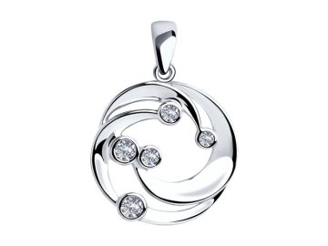 Подвеска декоративная SOKOLOV, серебро 925 проба, вставка фианит