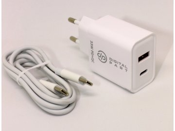 Digitalpart TC-460 33W USB + USB-C с кабелем Type-C/Type-C (белый)