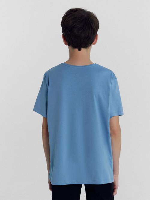 Футболка для мальчиков туманно-голубая с печатью, фото 4 из 5