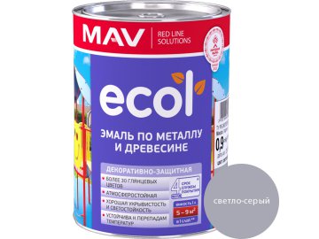 Эмаль ECOL по металлу и древесине (ПФ-115) светло-серая глянцевая  1,0л (0,9 кг)