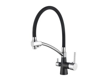Смеситель кухонный черный корпус (две воды) Ledeme арт. L4855-B-2