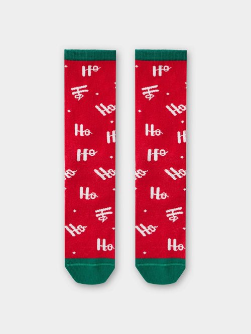 Носки детские красные с новогодним узором, фото 3 из 24