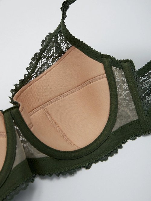 Бюстгальтер женский зеленый с кружевом, фото 7 из 21
