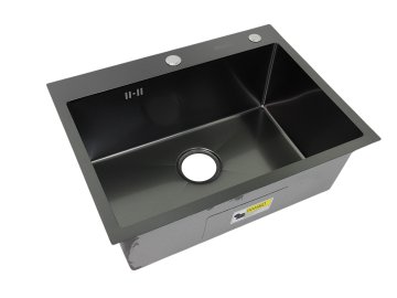 Мойка кухонная RENE 600x450мм с дозатором и коландером (графит) RN6045BD