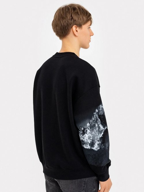 Свитшот мужской черный с печатью, фото 3 из 5