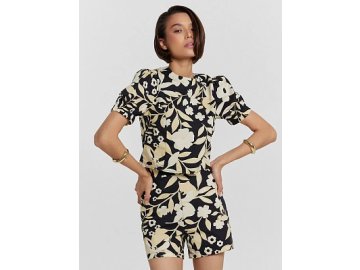 Рубашка женская черная с цветочным принтом Марк Формель